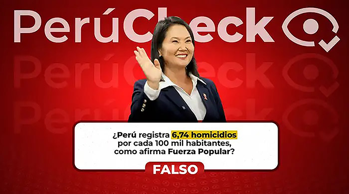 Plan de Gobierno de Fuerza Popular afirma que tasa de homicidios es de 6,74 homicidios, pero es falso